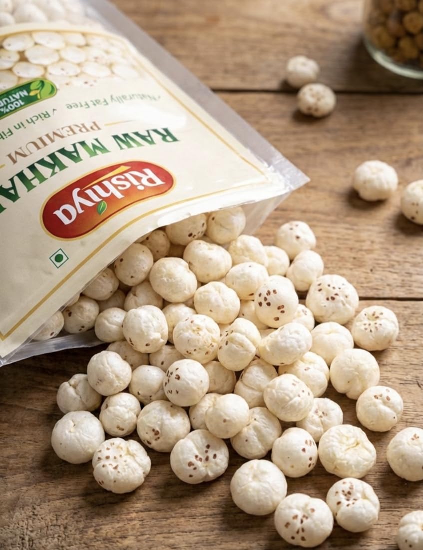 Rishiya Premium Makhana 200g | Roasted Fox Nuts | Natural, Crunchy & Healthy Snack | Rich in Protein & Fibre | Gluten-Free