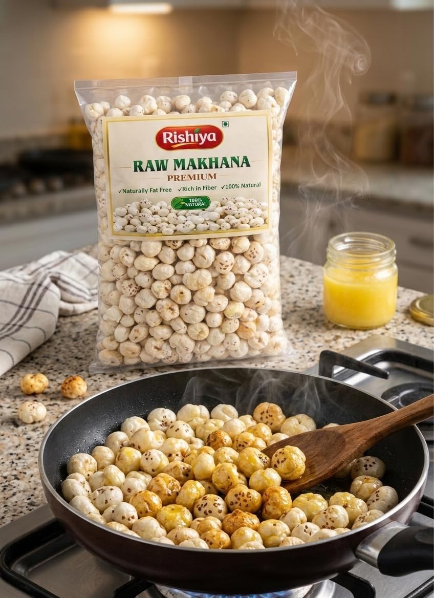 Rishiya Premium Makhana 200g | Roasted Fox Nuts | Natural, Crunchy & Healthy Snack | Rich in Protein & Fibre | Gluten-Free